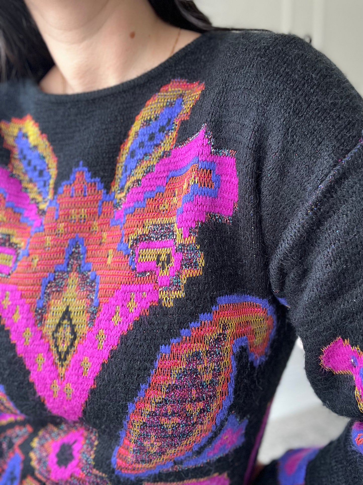 Abstract Graphic Knit Sweater - Size M