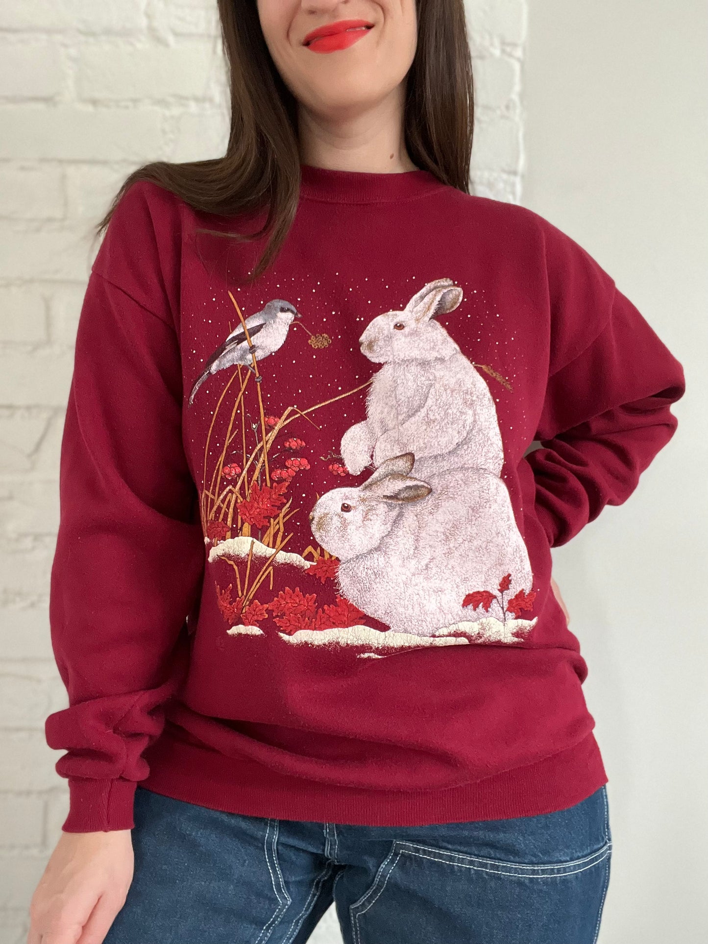 Northern Shrike & Bunnies Crewneck - L