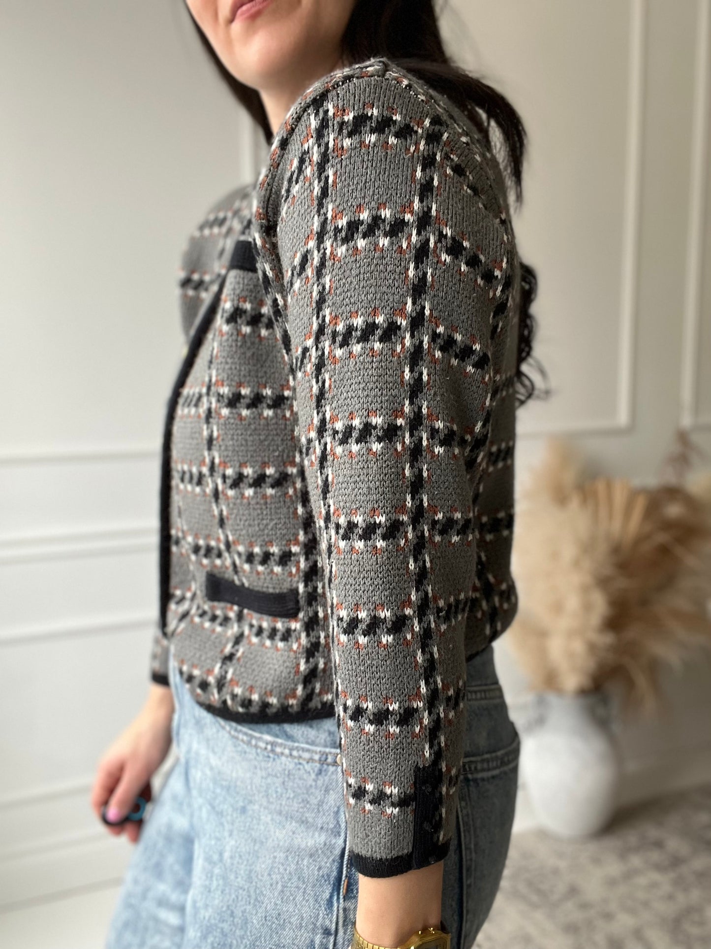 Plaid Vintage Knit Sweater - Size M