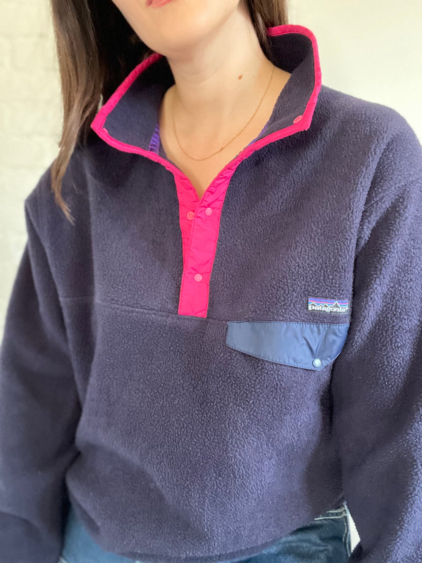 Vintage Patagonia Synchilla Black/Pink - Size L