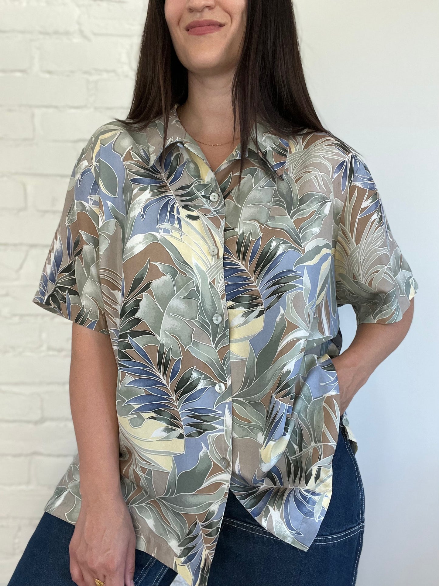 Punchy Palm Tree Blouse - Size XXL
