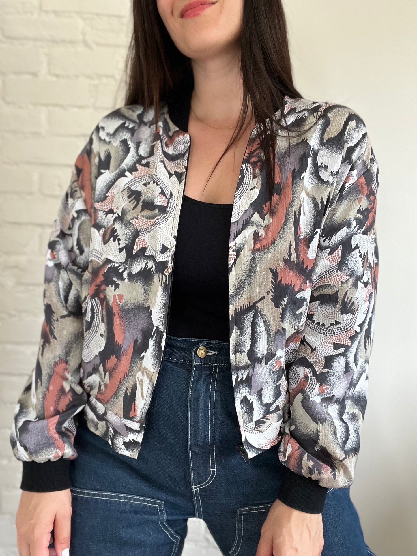 Multi-Colour Silky Bomber Jacket - Size M