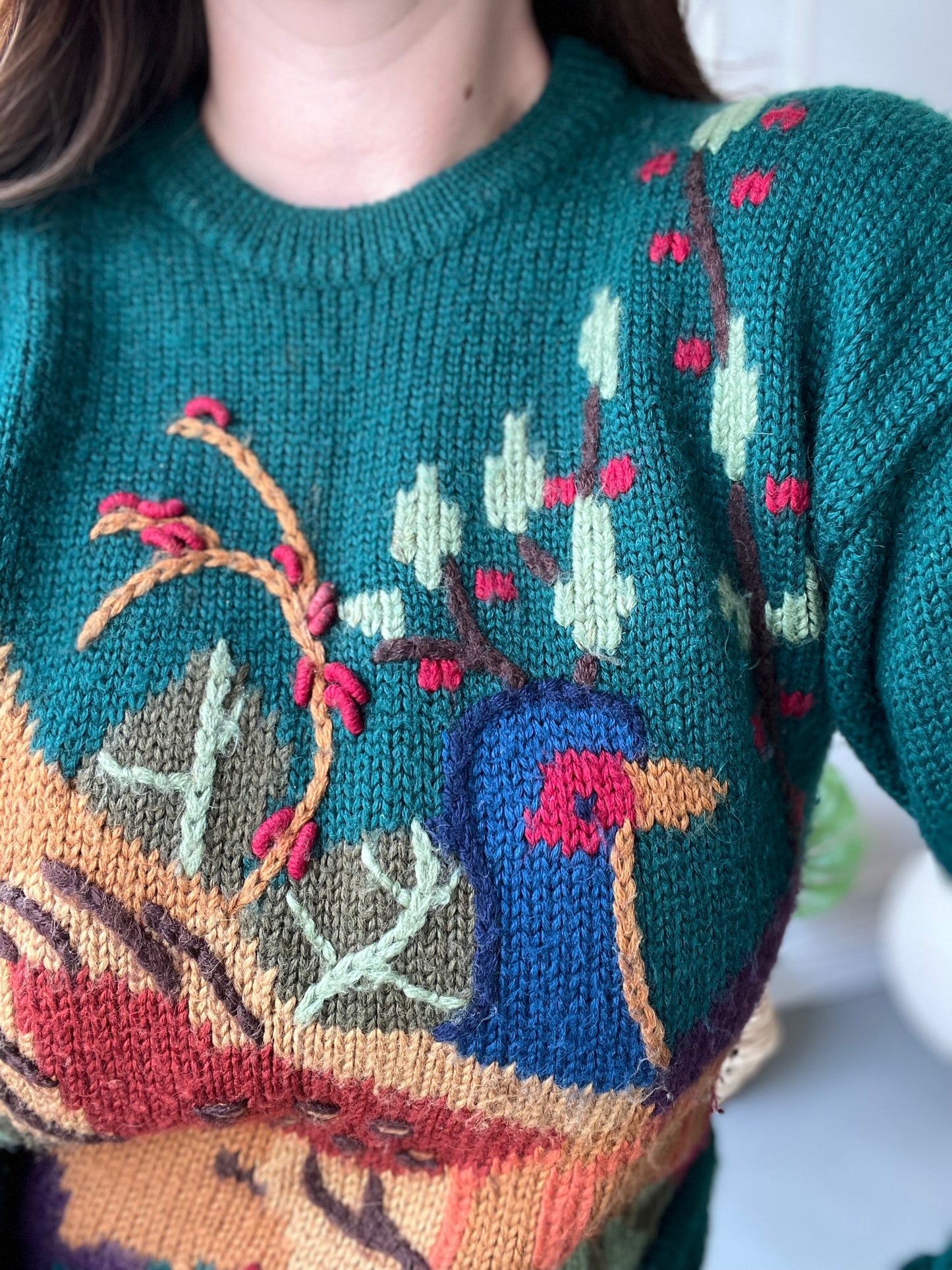 Hand Knit Turkey Sweater - Size S/M