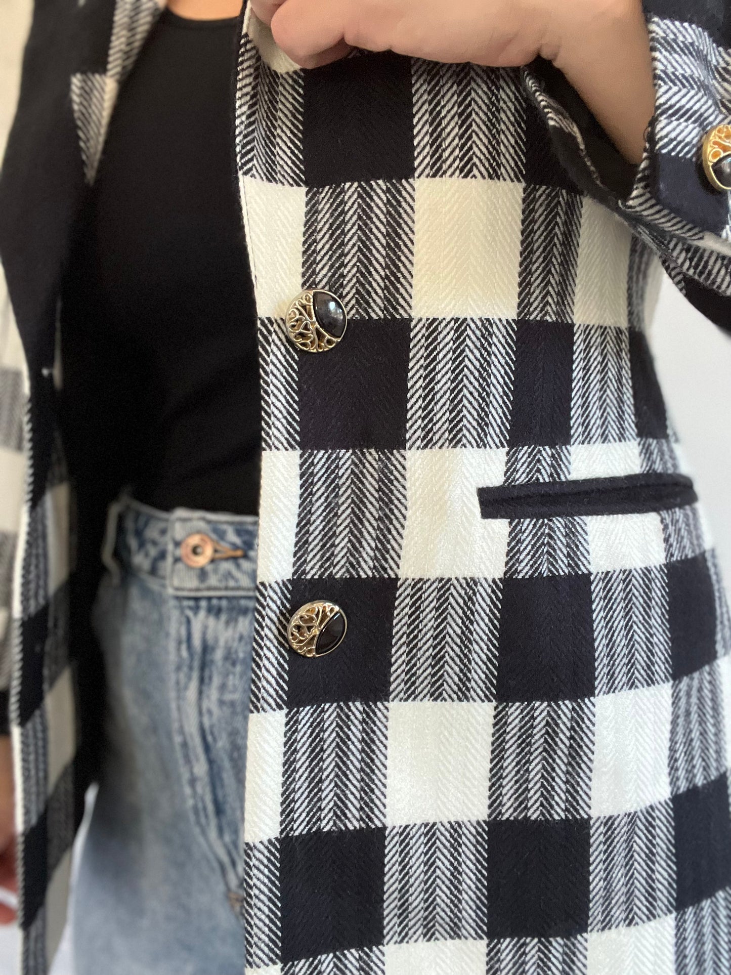 B&W Check Vintage Blazer - Size M