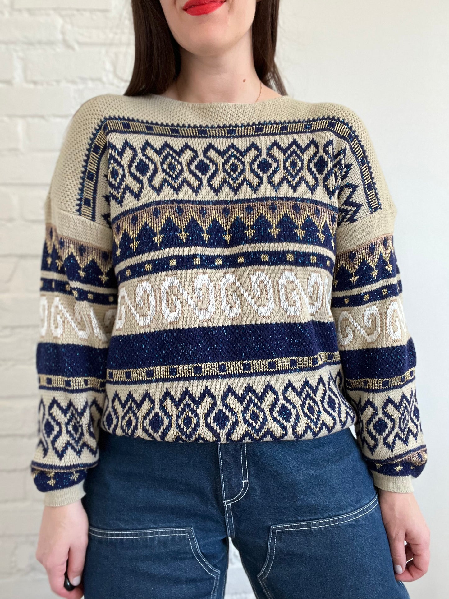 Royal Blue & Gold Sweater - M