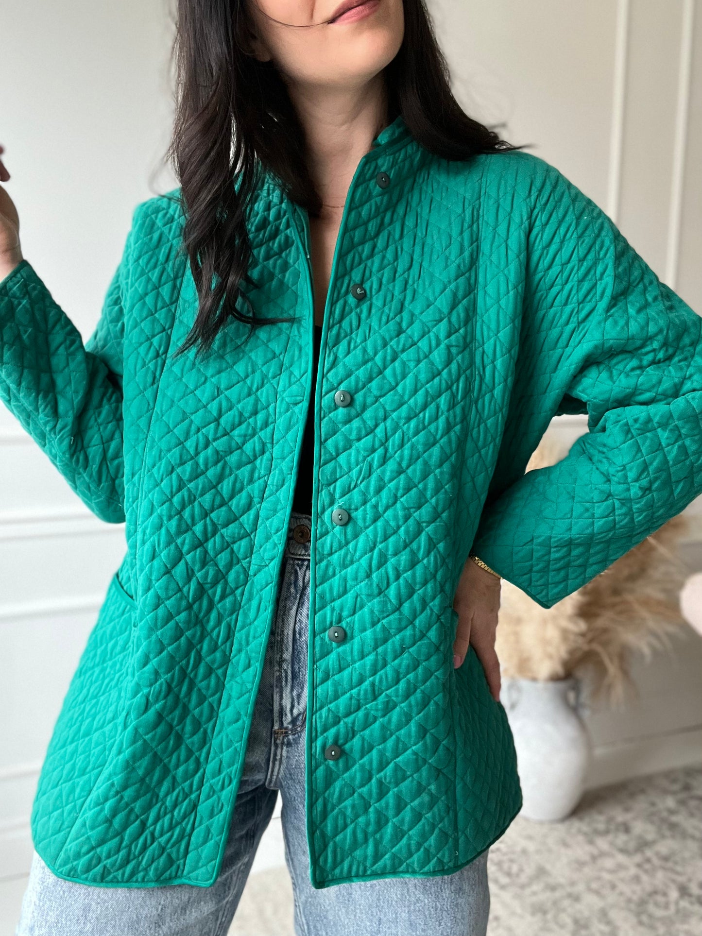 Quilted Teal Chore Coat - Size L