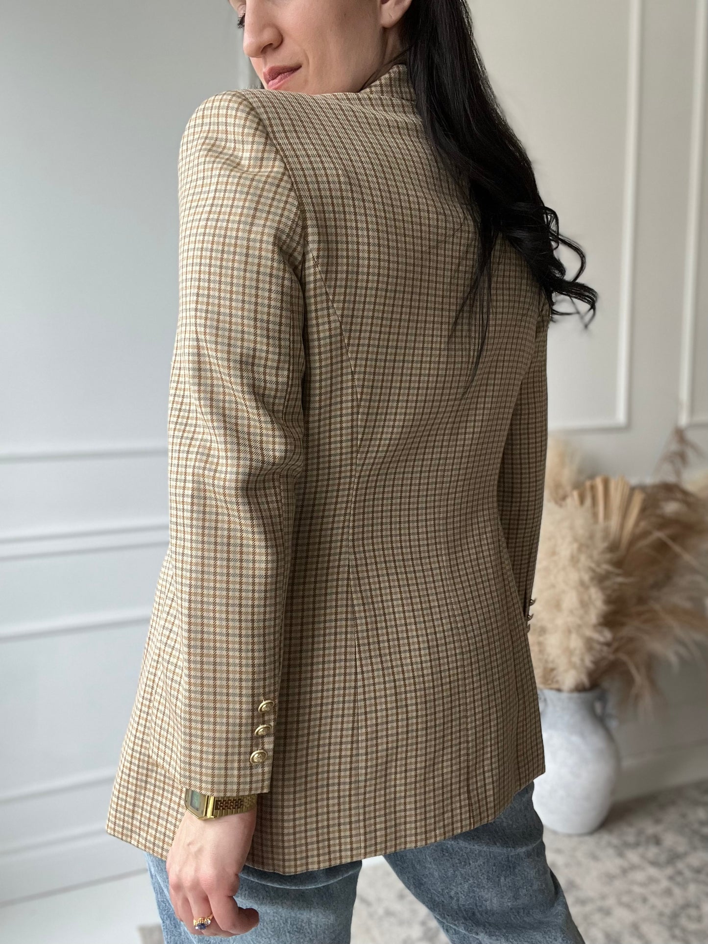 Golden Check Blazer - M