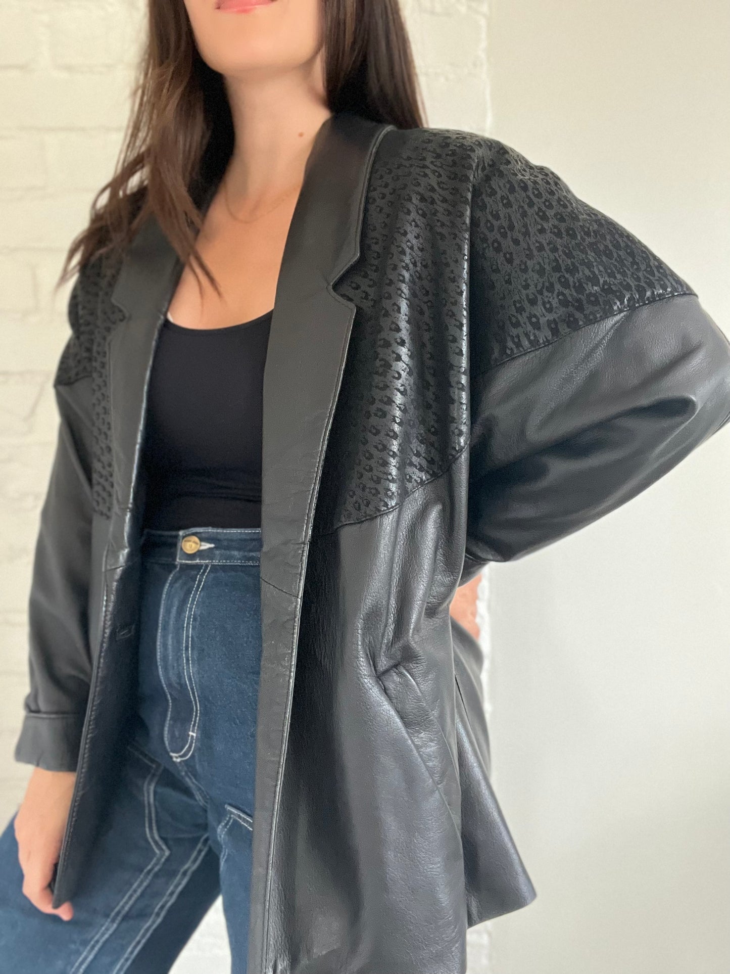 Vintage 100% Leather Topper Jacket - Size L/XL