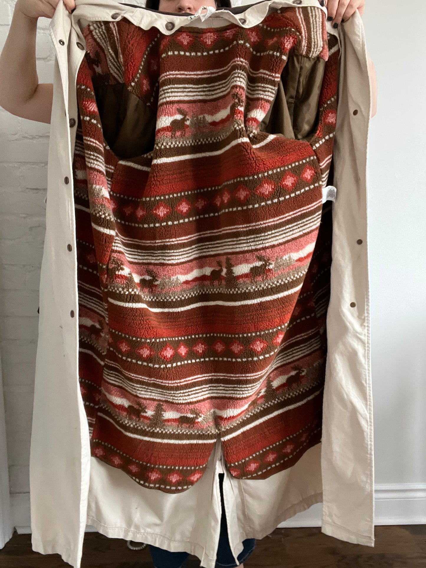 Vintage L.L.Bean Sherpa Lined Trench Coat - L