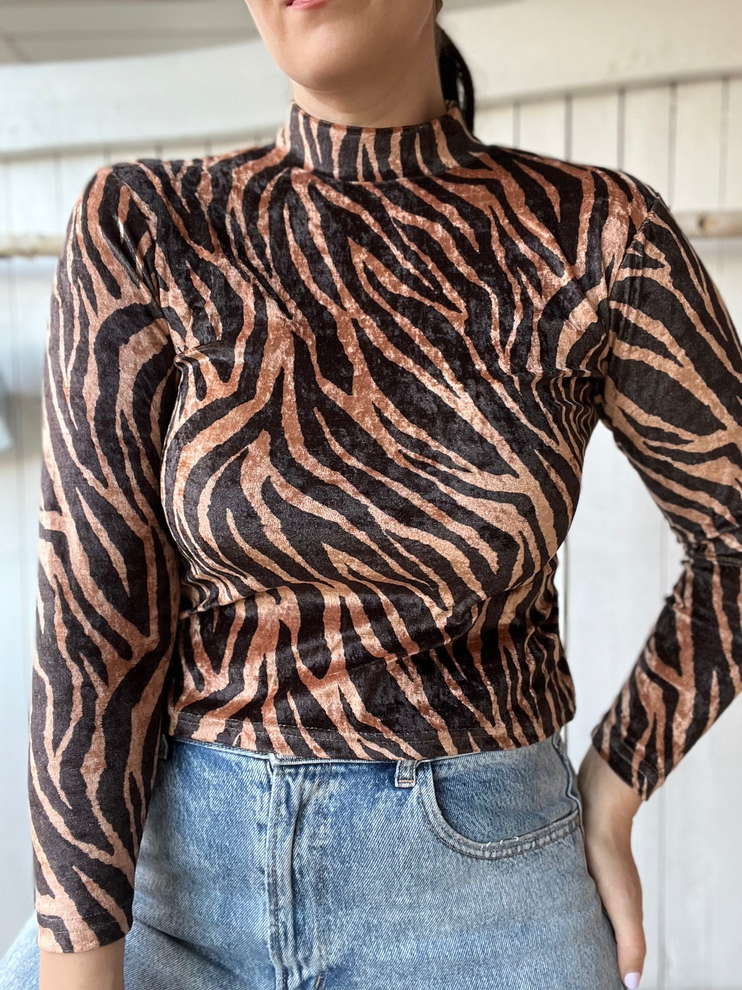 Velvet Zebra Crop Top - Size S