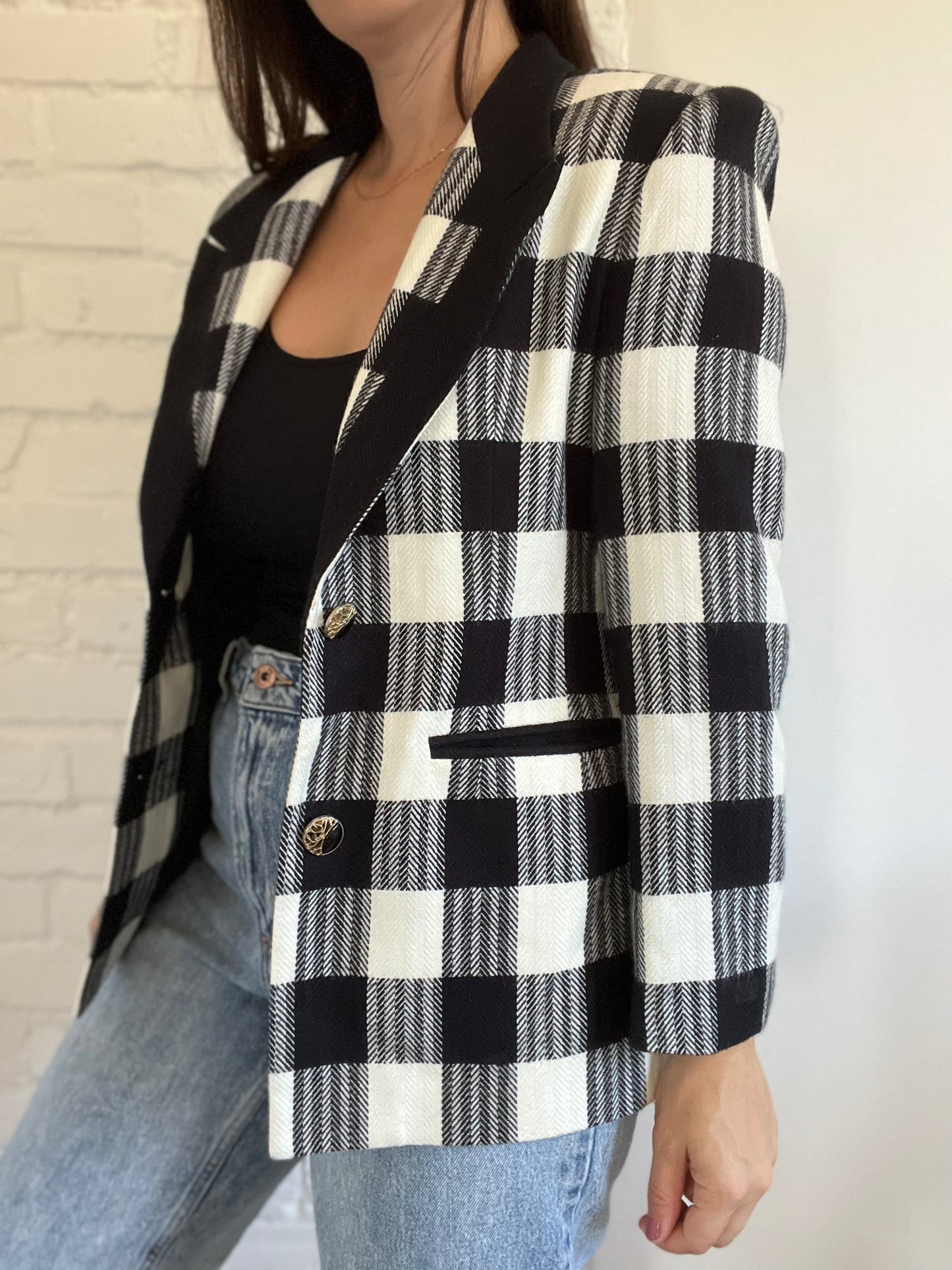 B&W Check Vintage Blazer - Size M