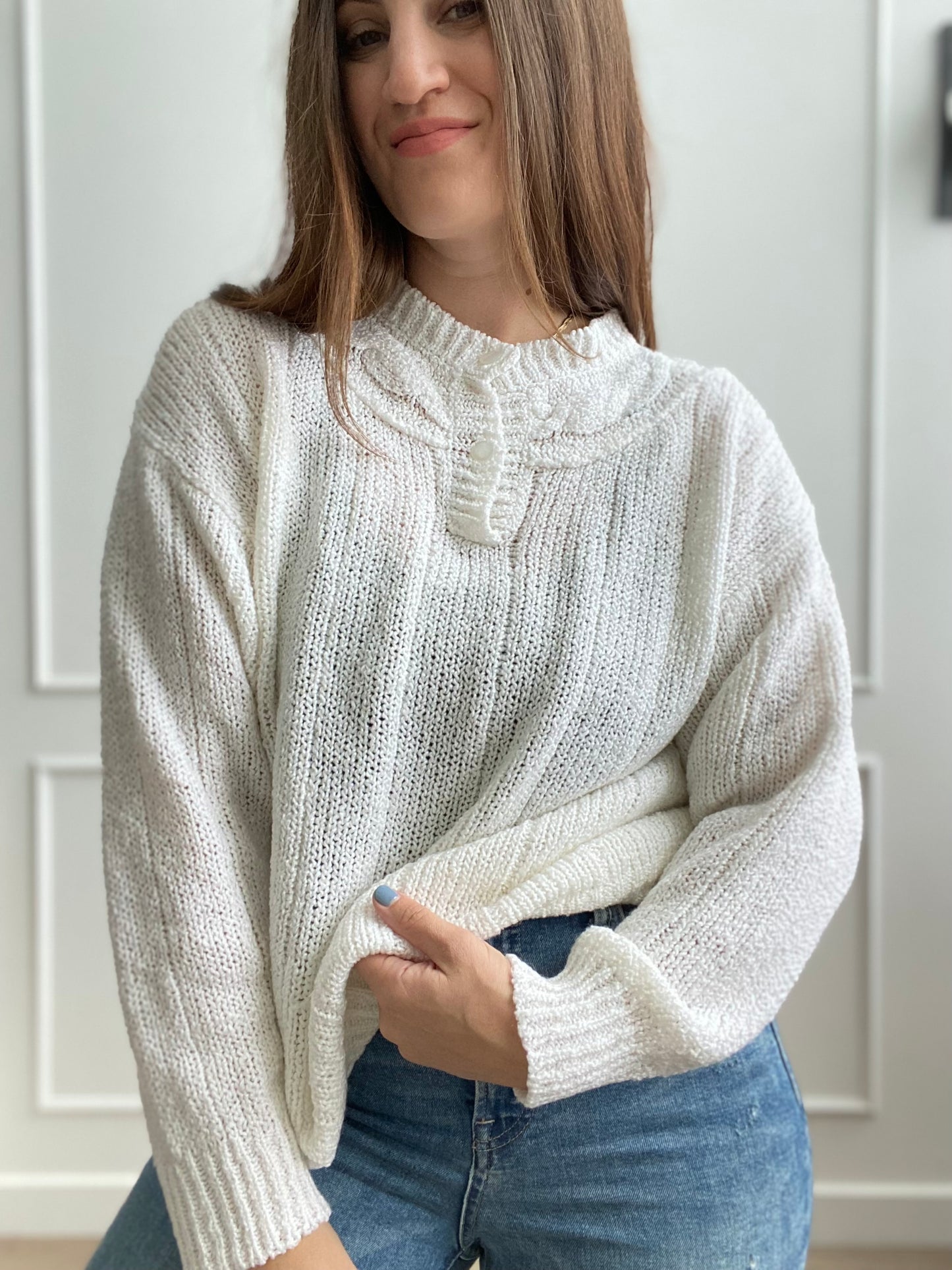 Ivory Pearl Pullover- Size L