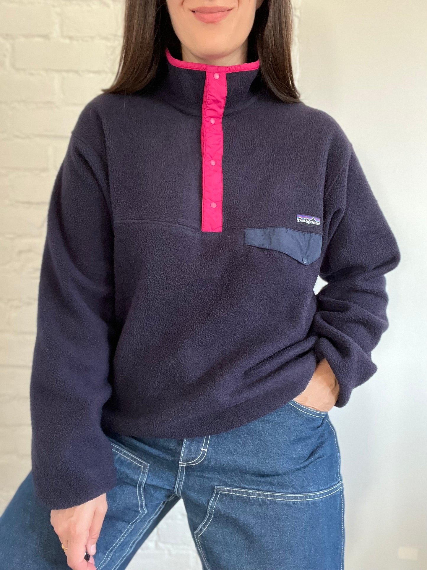Vintage Patagonia Synchilla Black/Pink - Size L