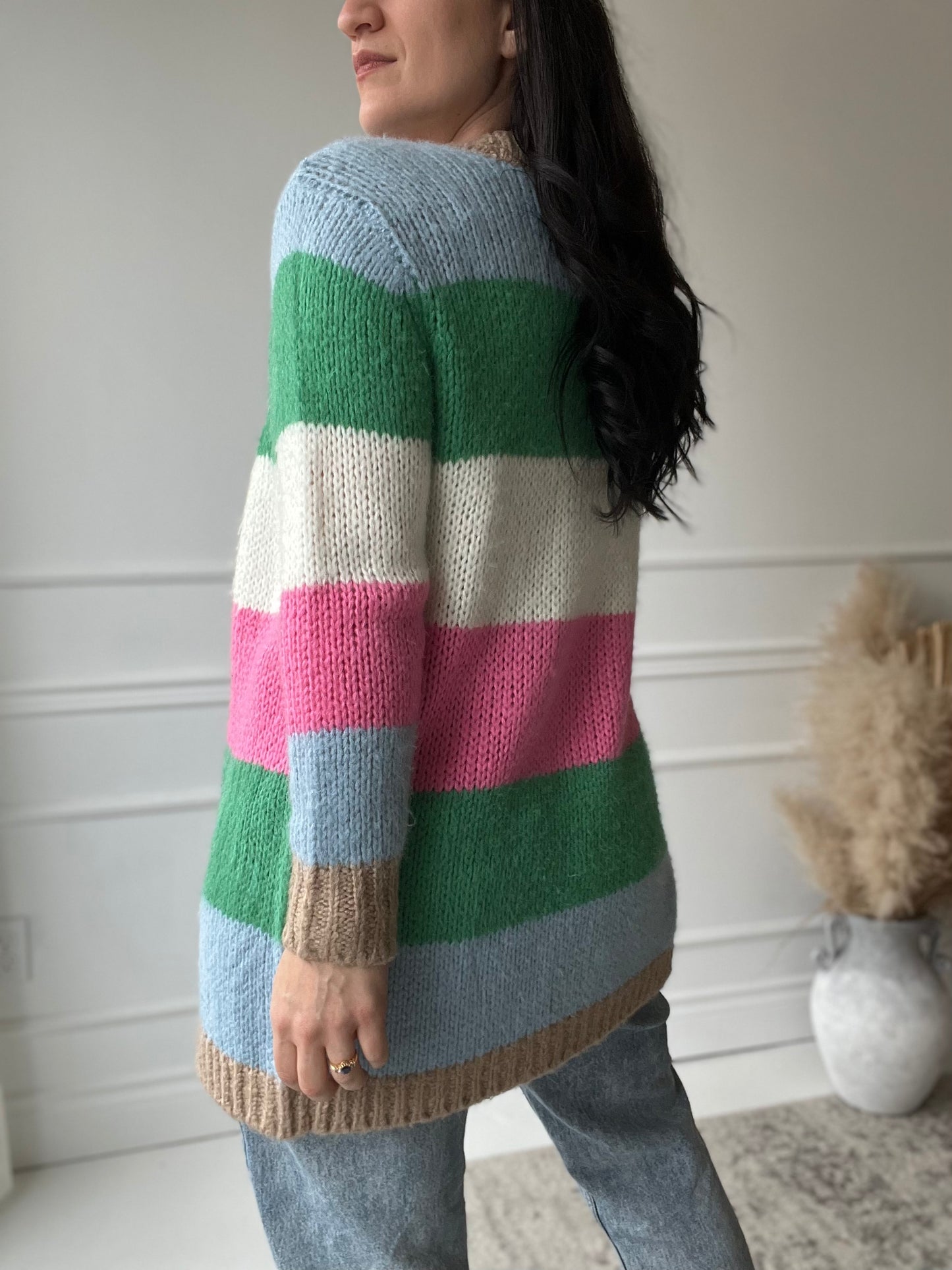 Chunky Striped Cardigan - Size S