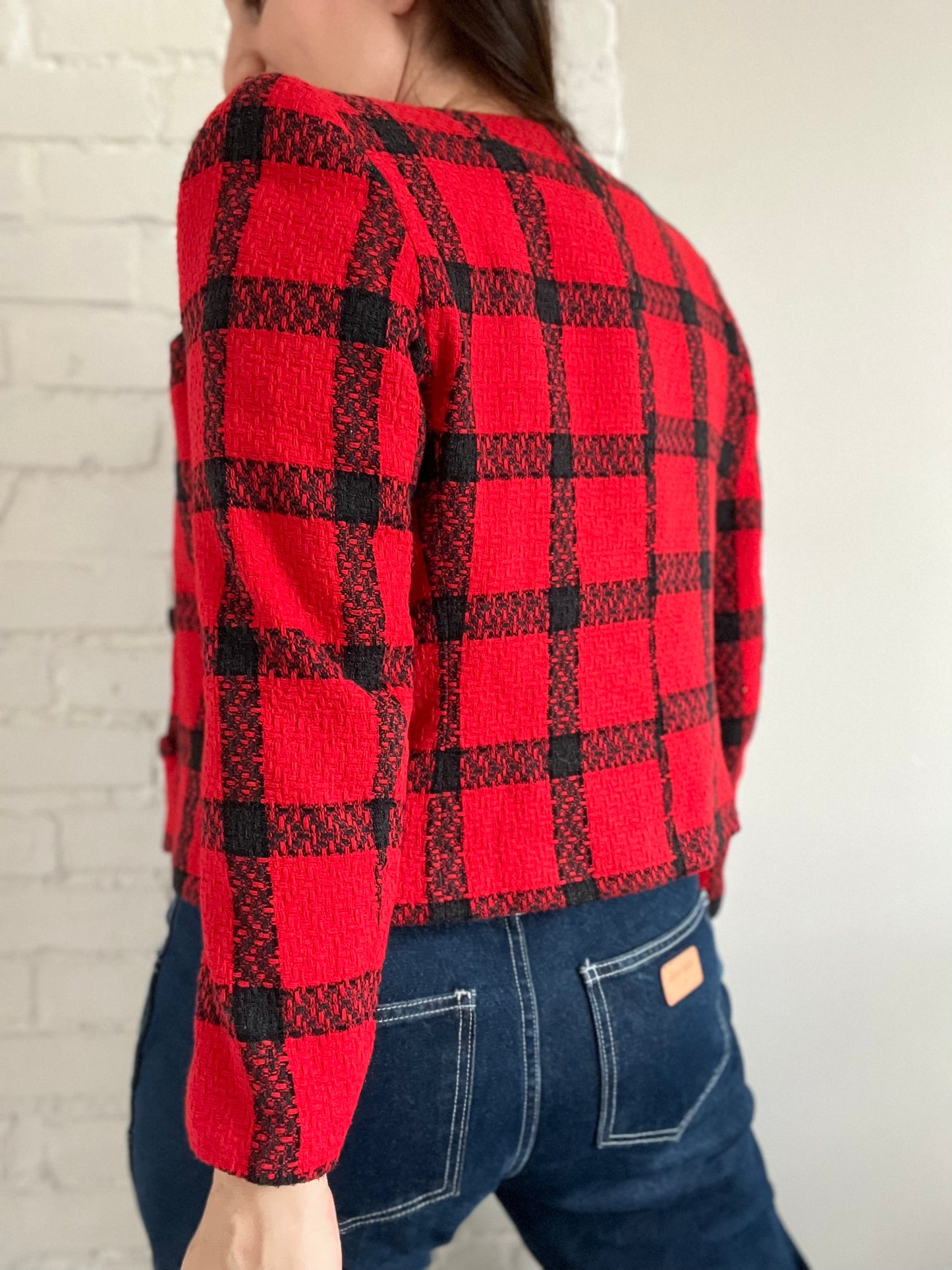 Black & Red Plaid Blazer - S