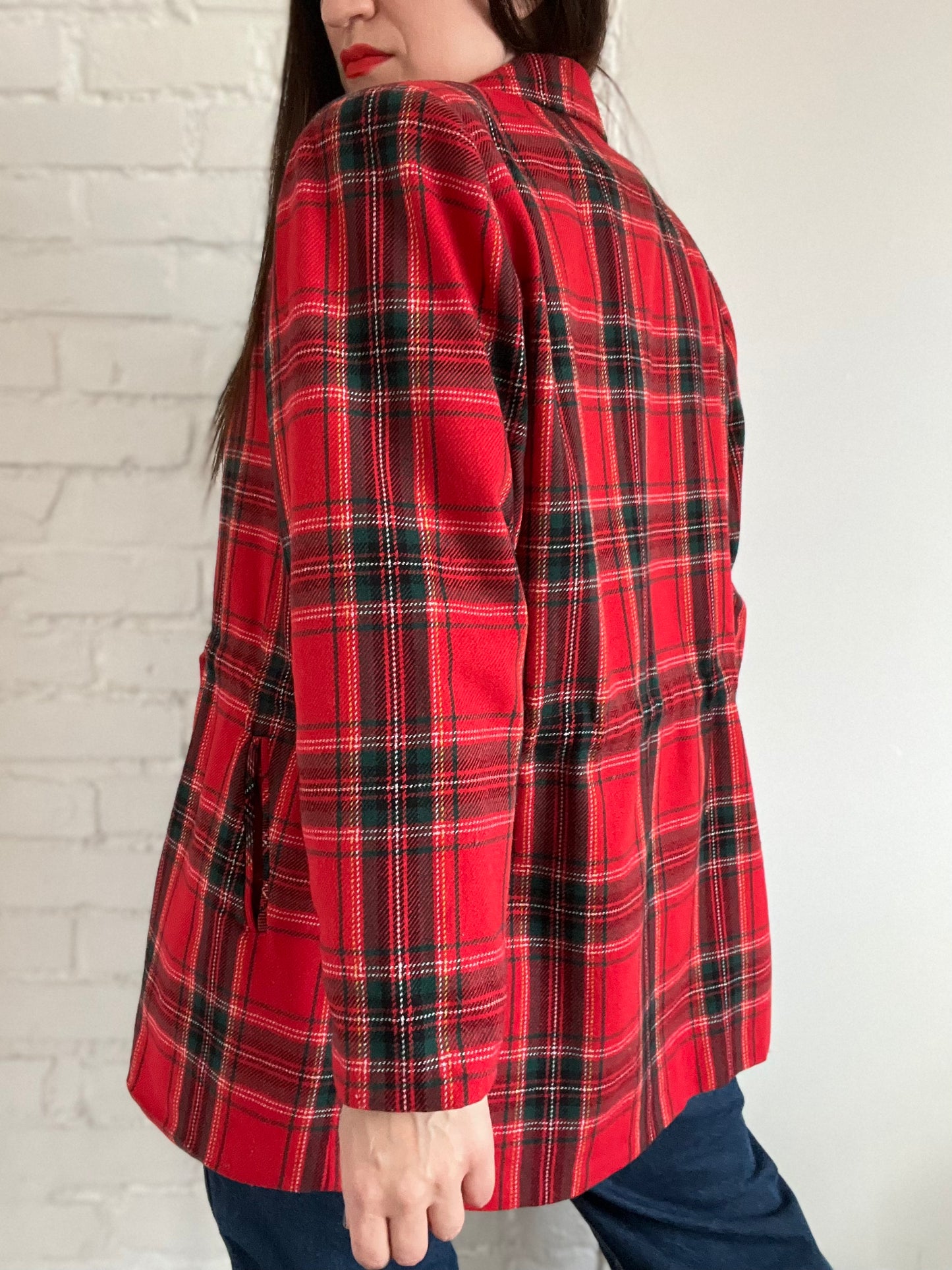 Vintage Festive Plaid Jacket - L