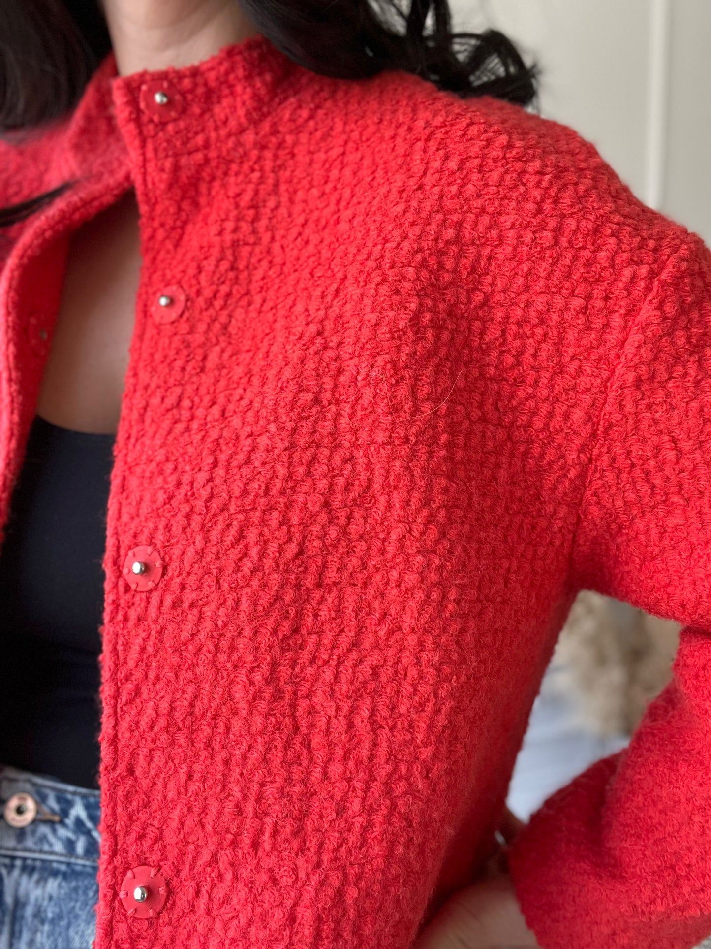 Cherry Red Texture Jacket - Size L/12