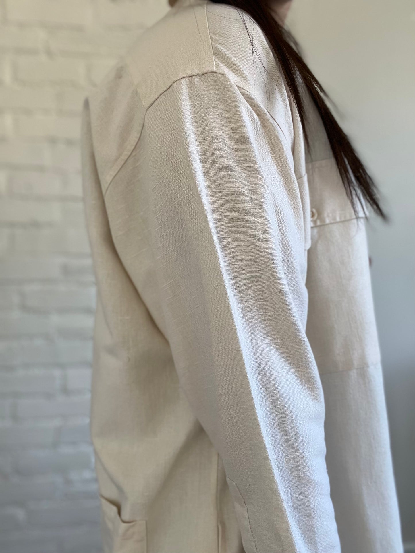 Linen Ivory Lightweight Shacket - Size L/XL