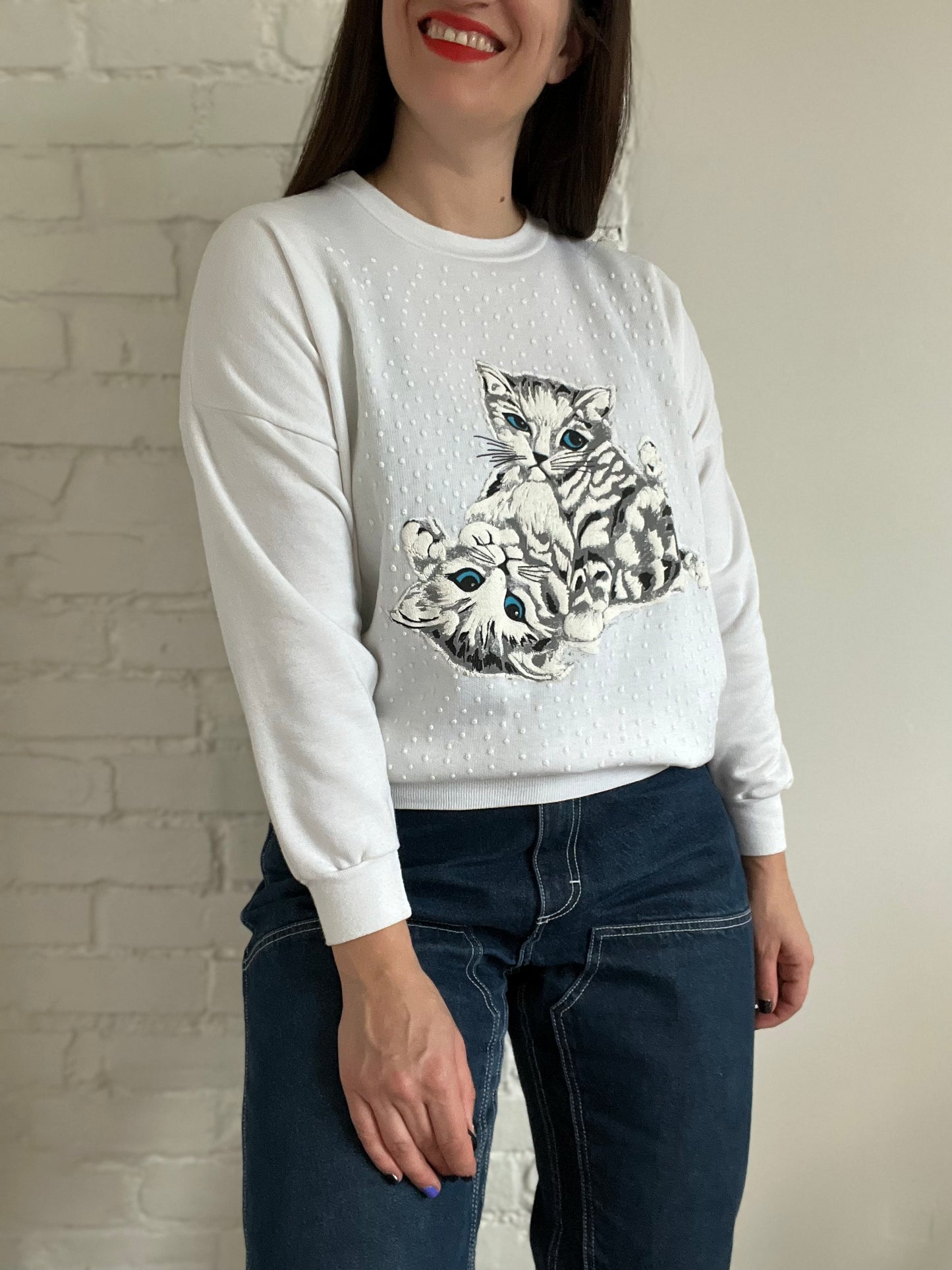 Snowy Kittens Sweater - S