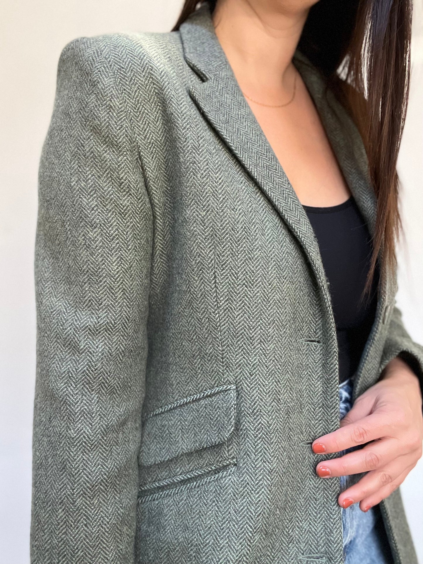 Chevron Sage Long Blazer - Size 8