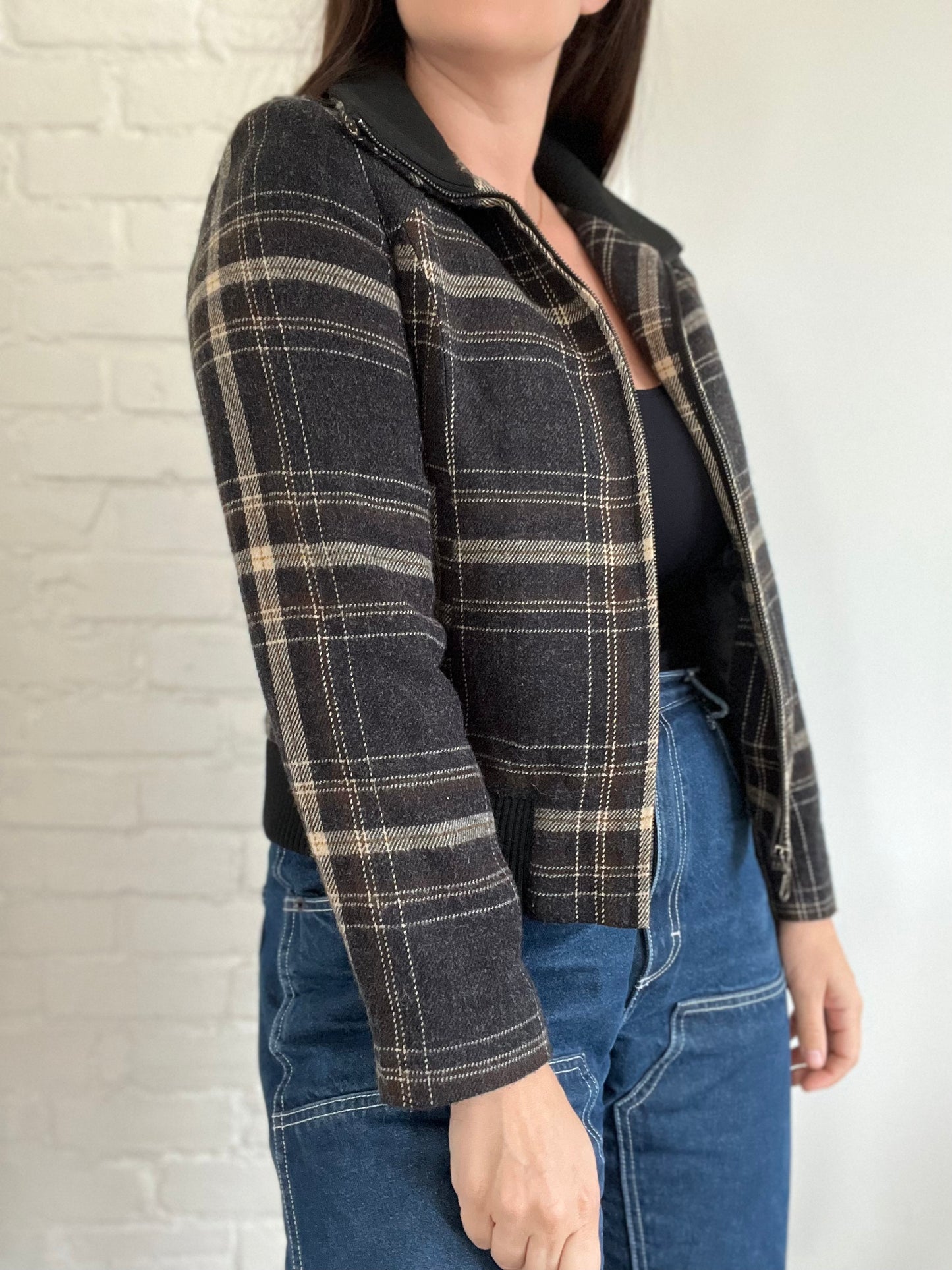 Plaid Bomber Jacket - Size 10