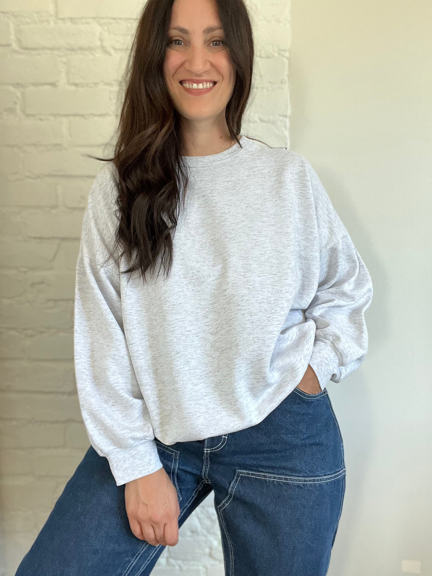 Heather Grey Relaxed Sweater - Size XL