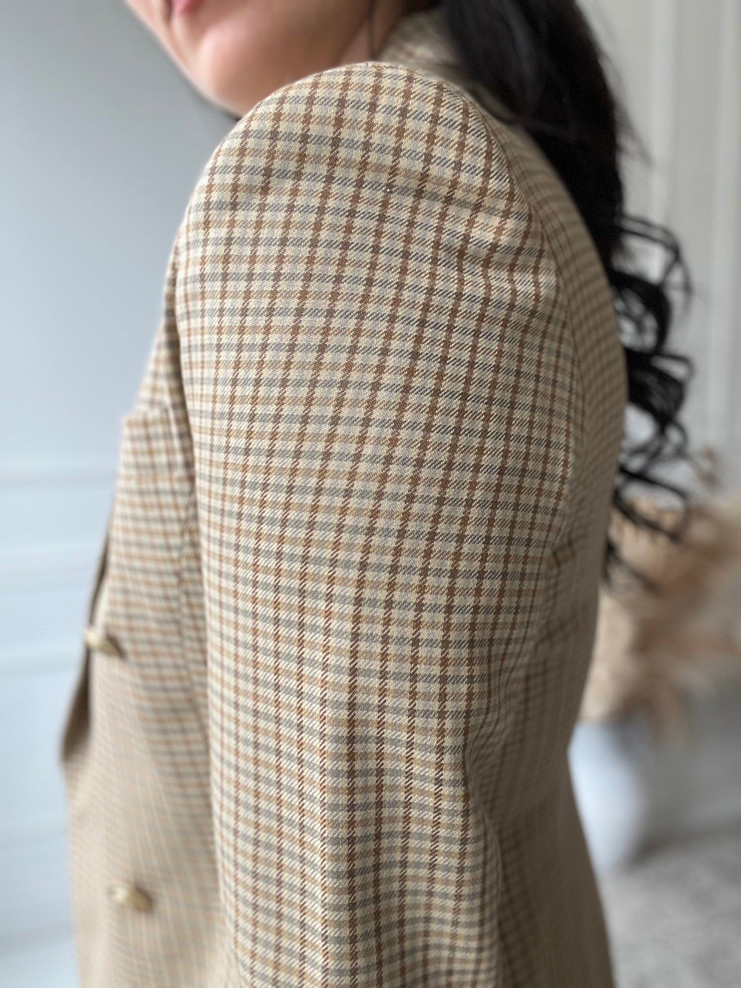 Golden Check Blazer - M