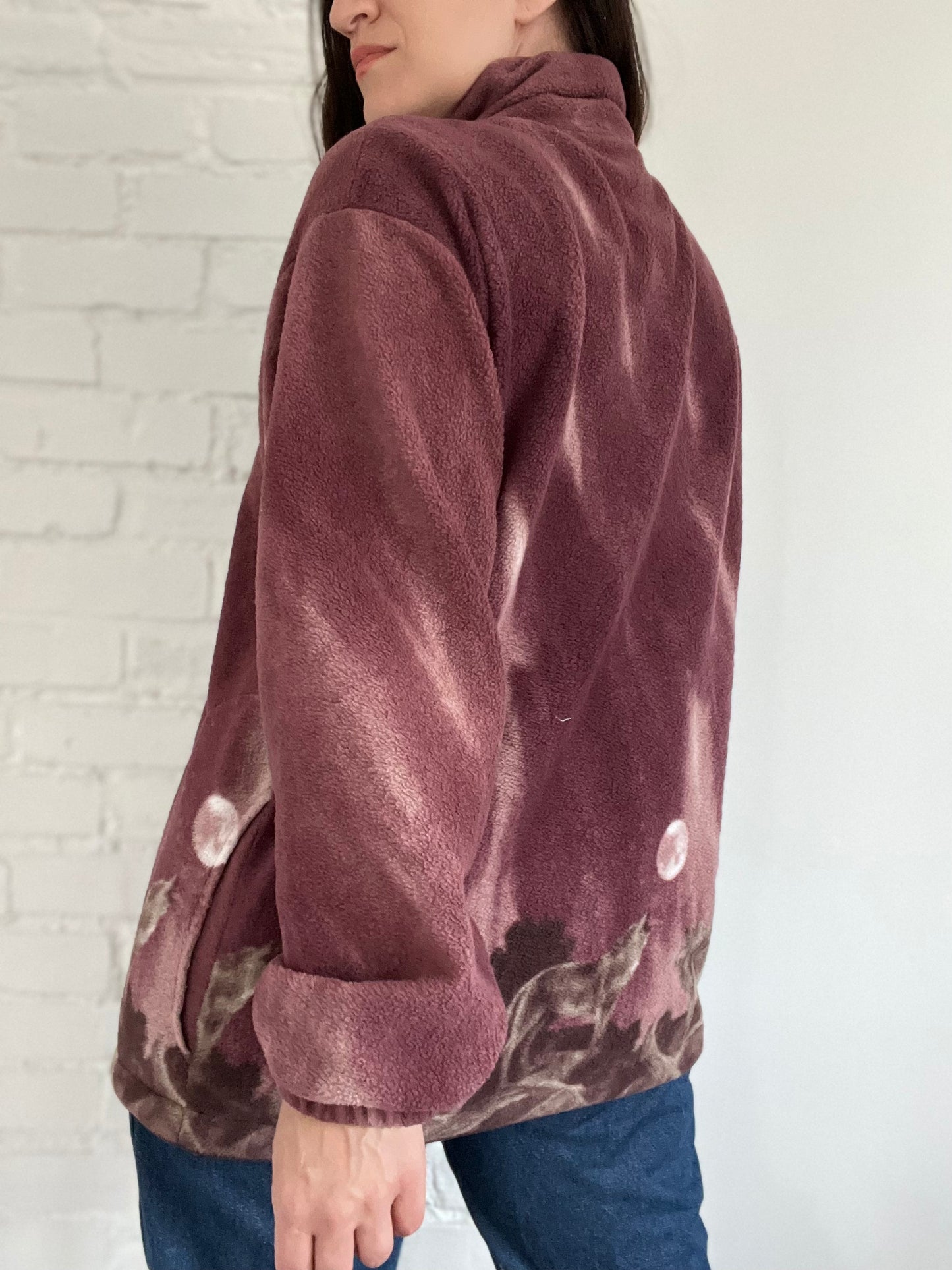 Night Sky Wolf Fleece Jacket  - Size XL