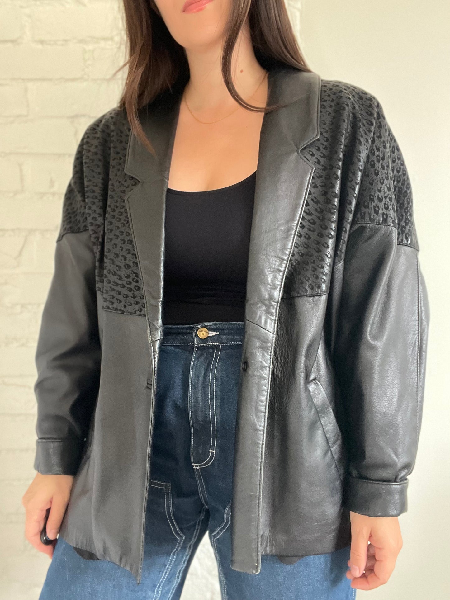 Vintage 100% Leather Topper Jacket - Size L/XL