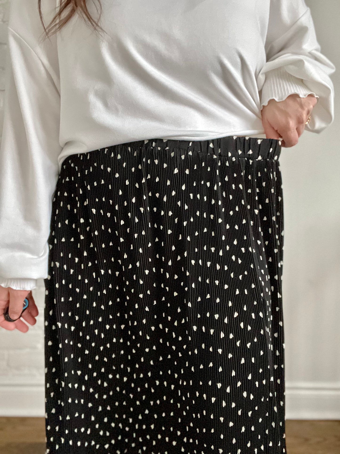 Baby Heart Pleated Midi Skirt - 2X