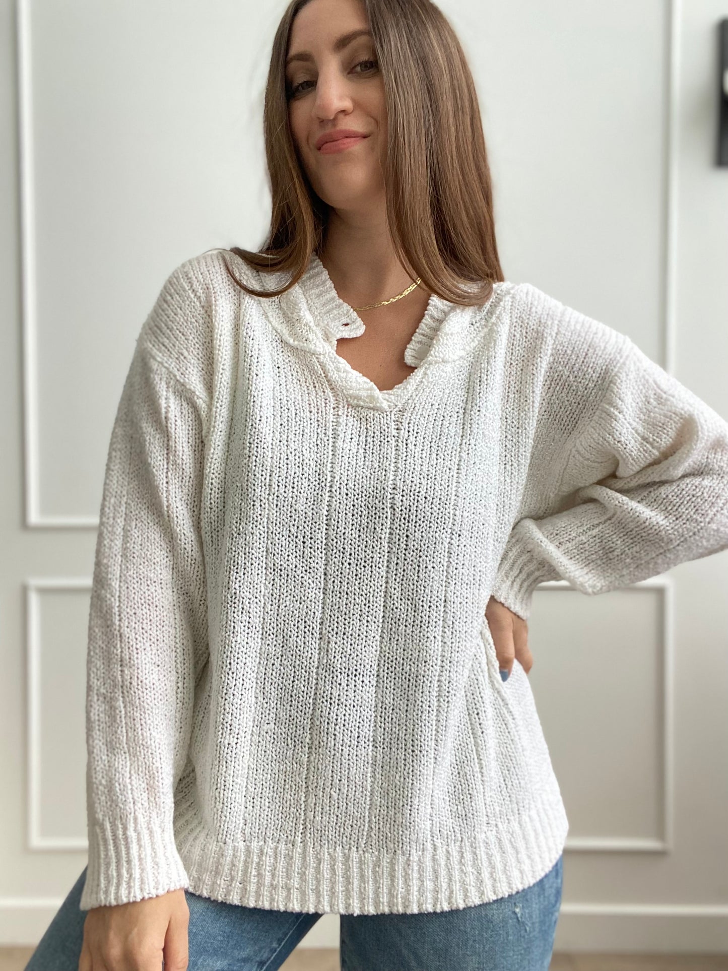 Ivory Pearl Pullover- Size L