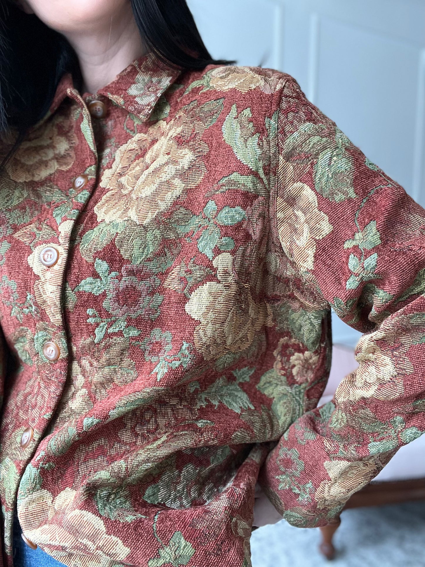 Big Rose Cotton Texture Jacket - XL