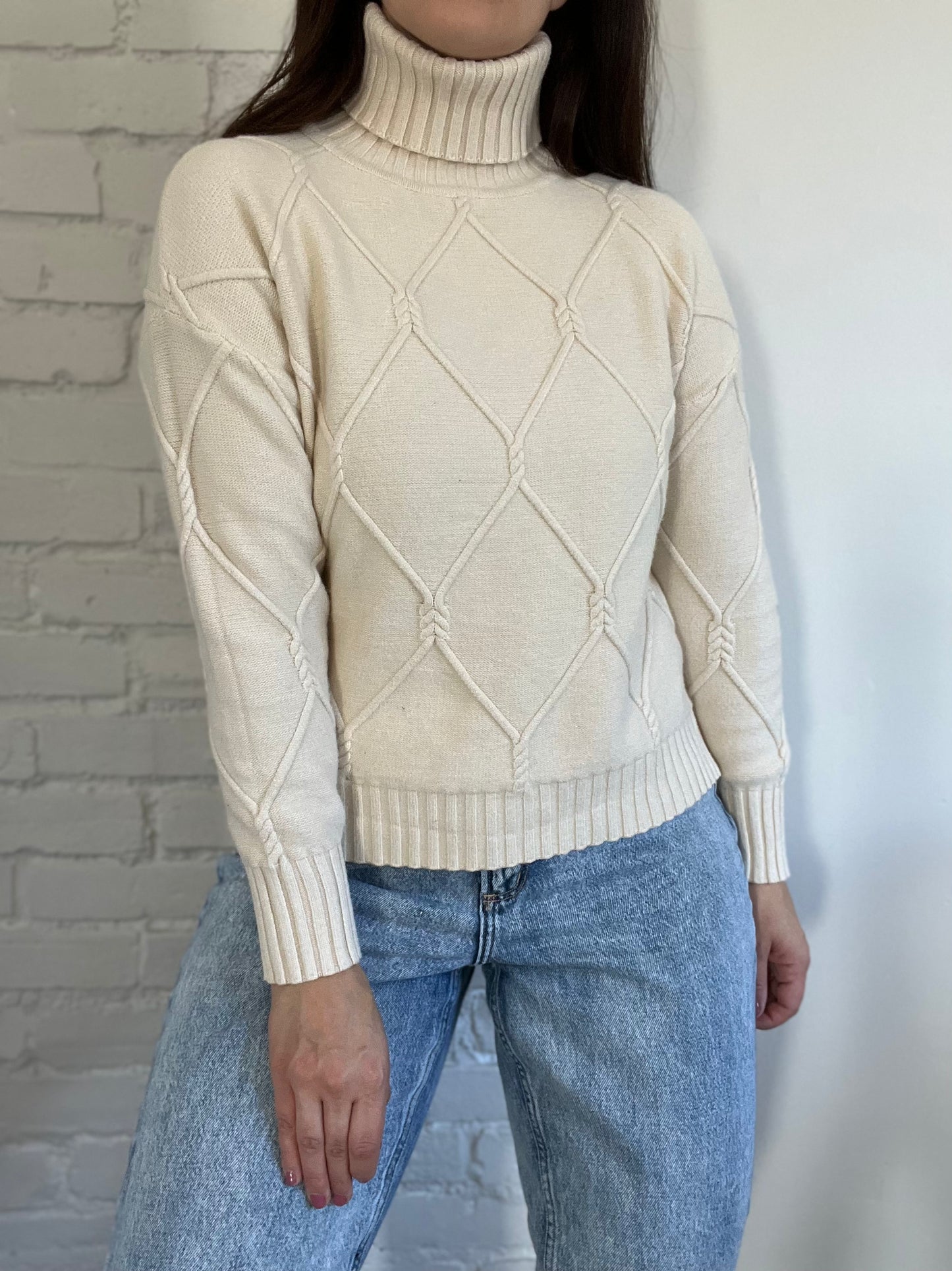 Textured Stretch Turtleneck Sweater - Size S-L