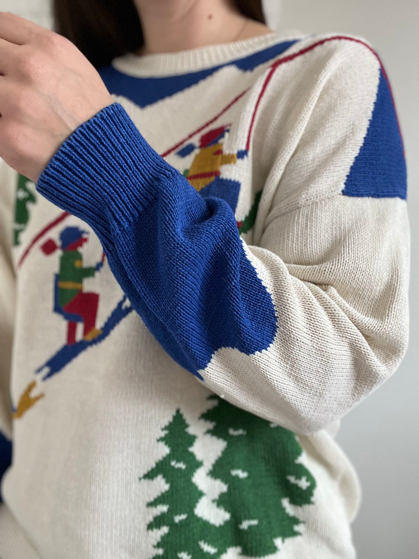 Vintage Ski Slope Knit Sweater - XL
