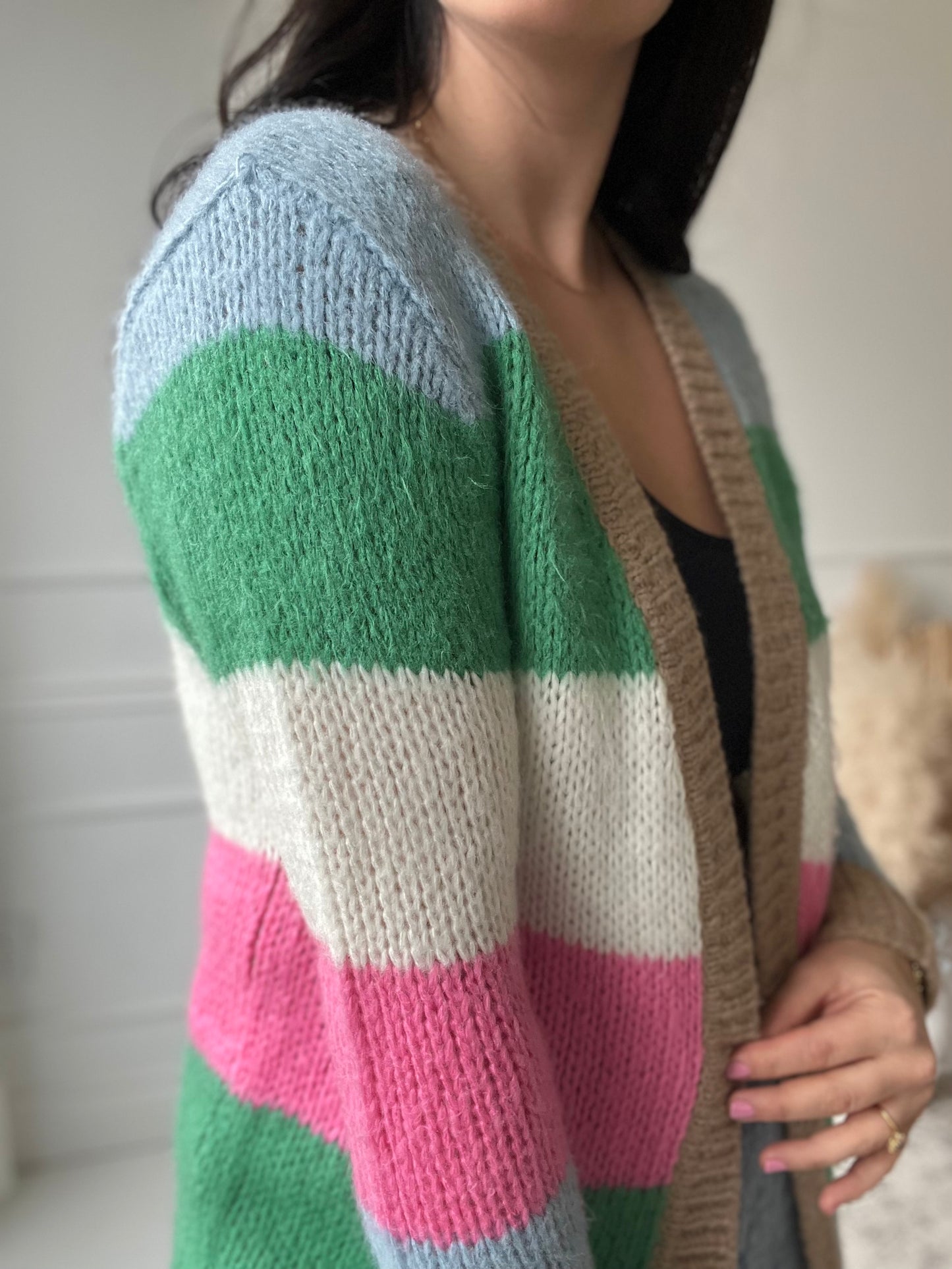 Chunky Striped Cardigan - Size S