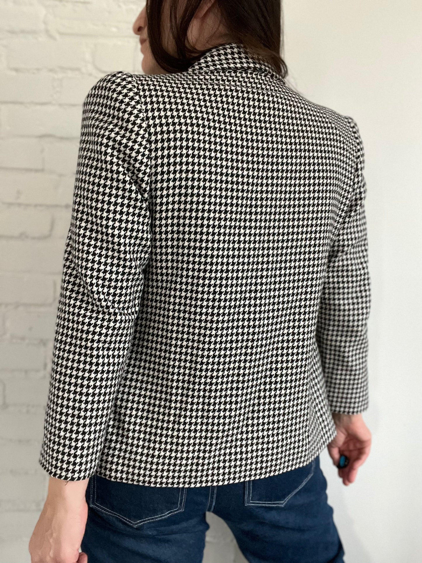 B&W Double Breasted Houndstooth Jacket - Size M
