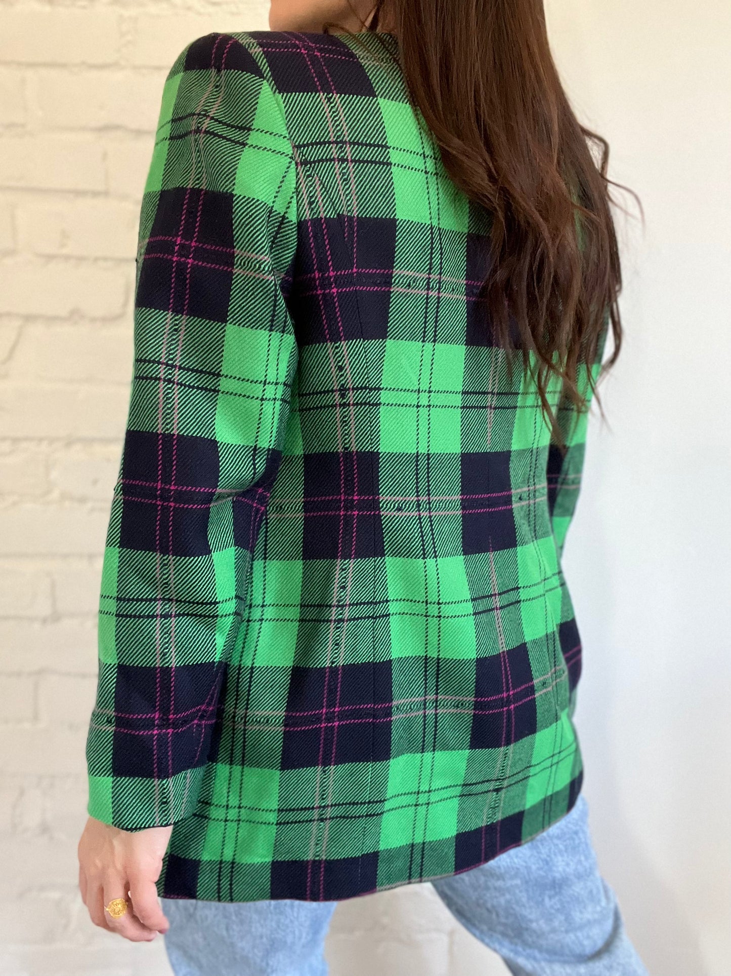 Emerald Green Plaid Blazer - Size M/L