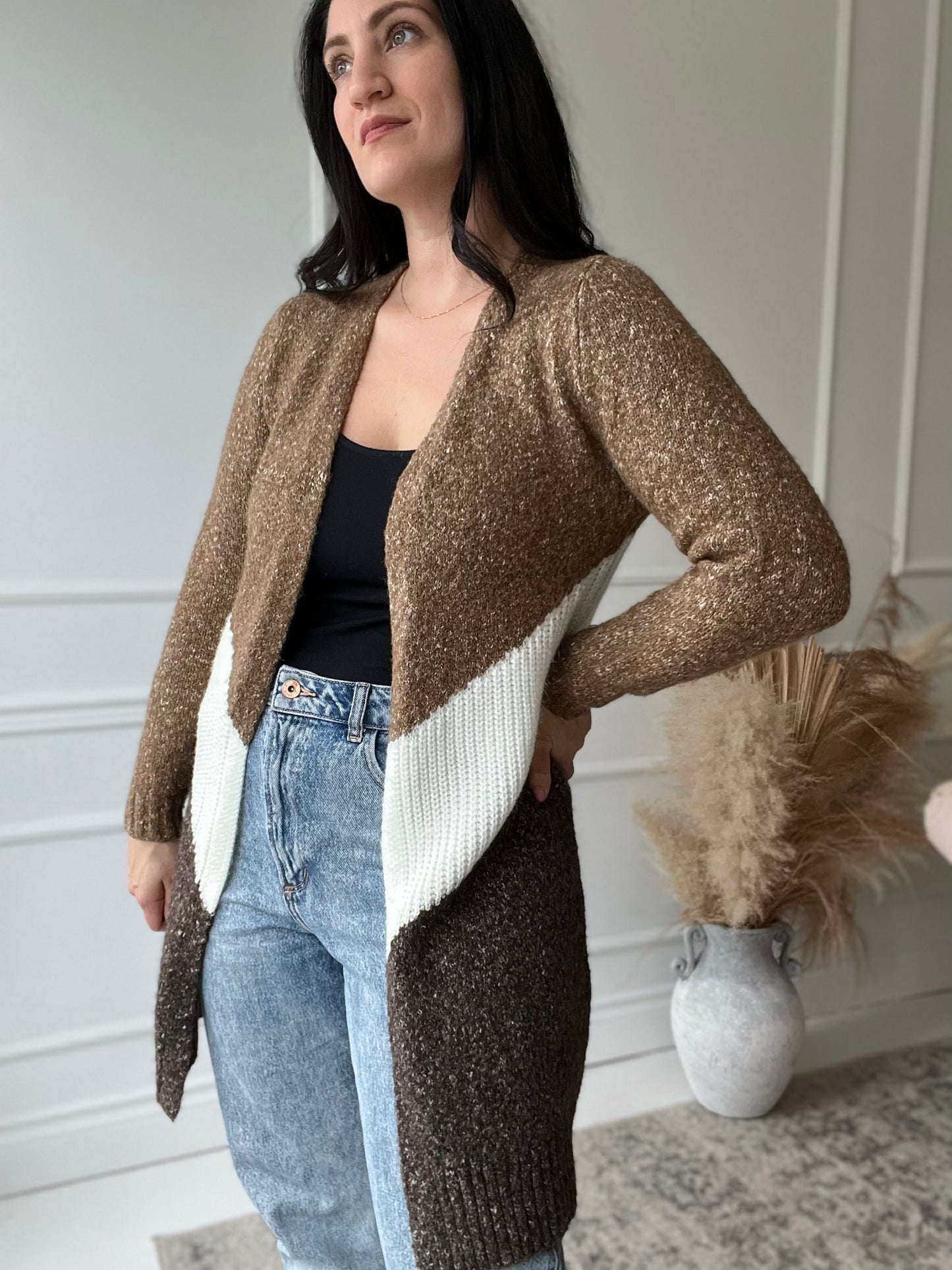 Tiered Neutral Cardigan Duster - Size M