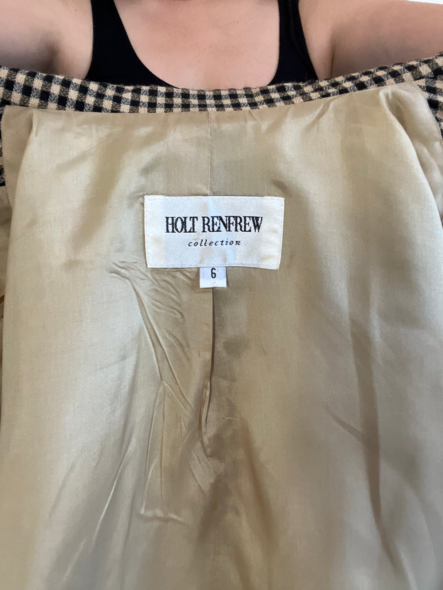 Vintage Holt Renfrew Gingham Blazer - Size 6
