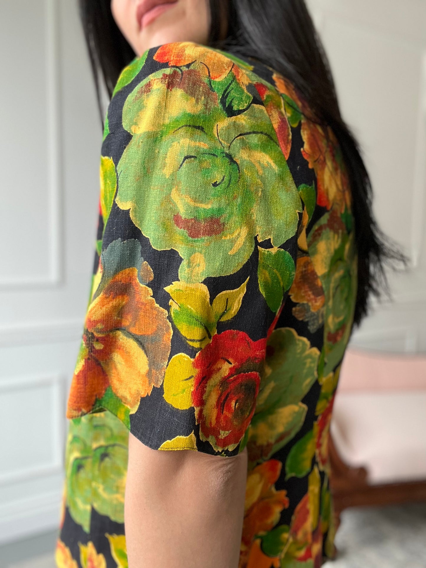 Linen Floral Top - Size XL