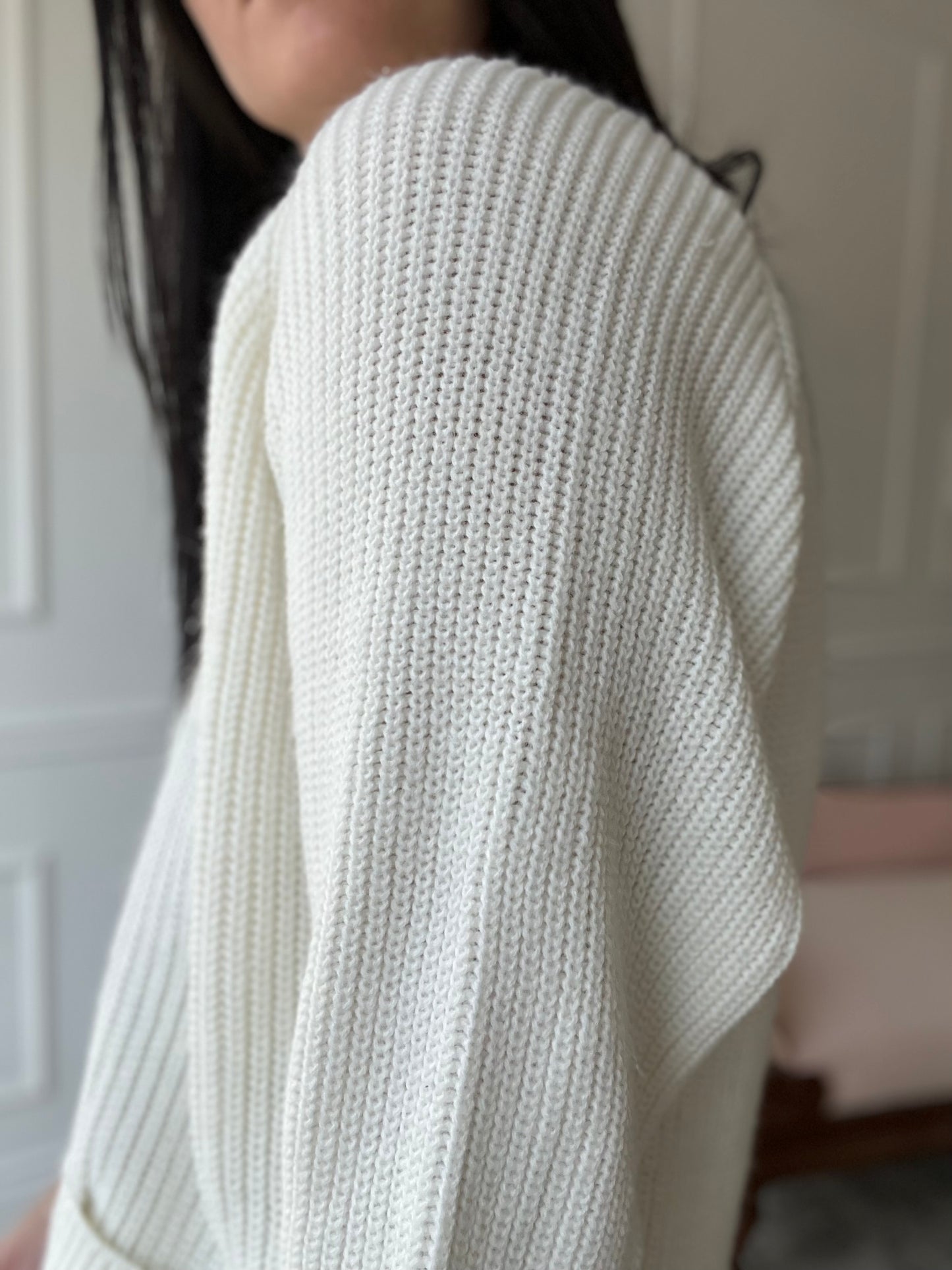 White Plush Vintage Cardigan - Size L