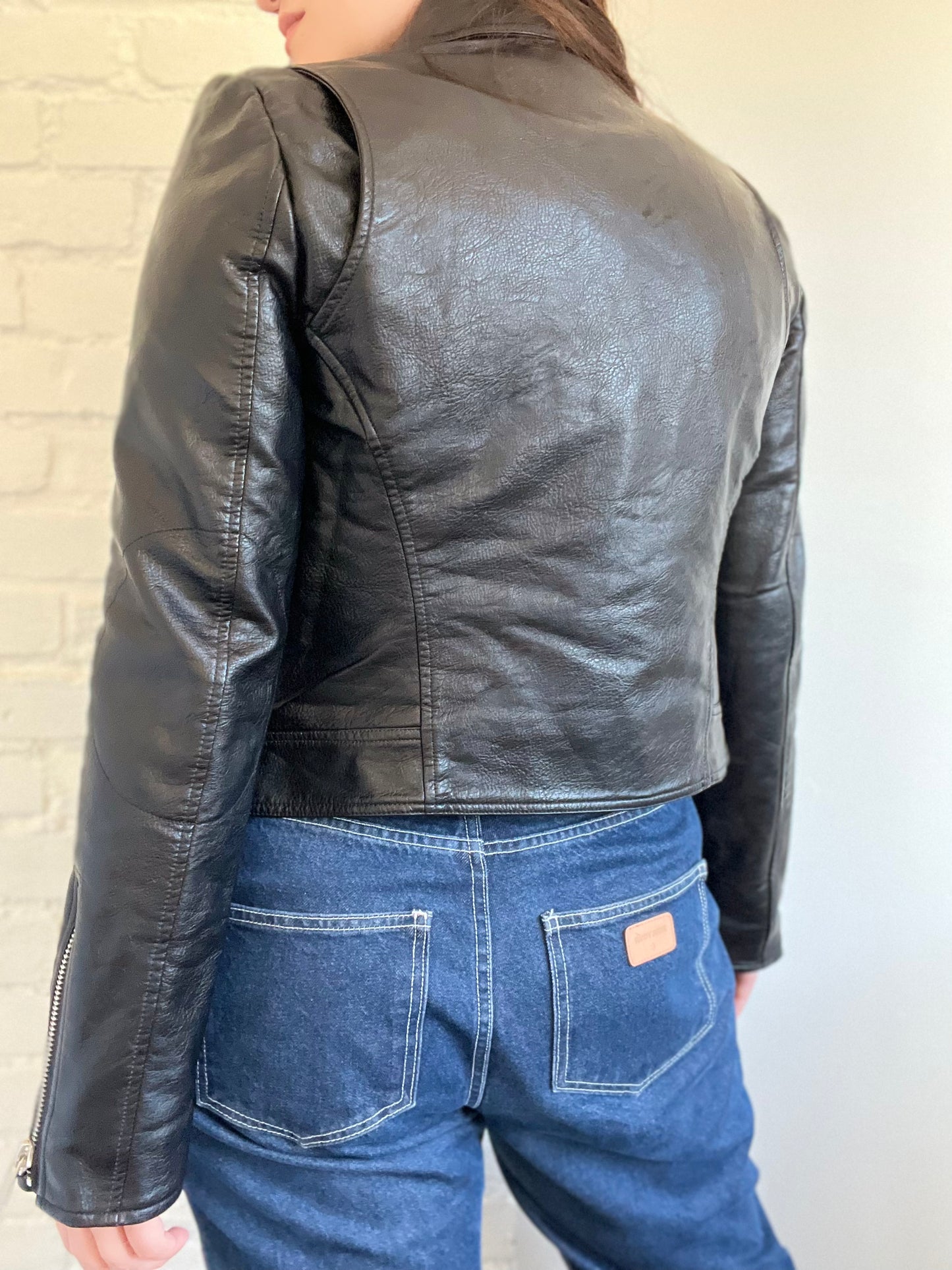 Faux Leather Moto Jacket - Size XS/S