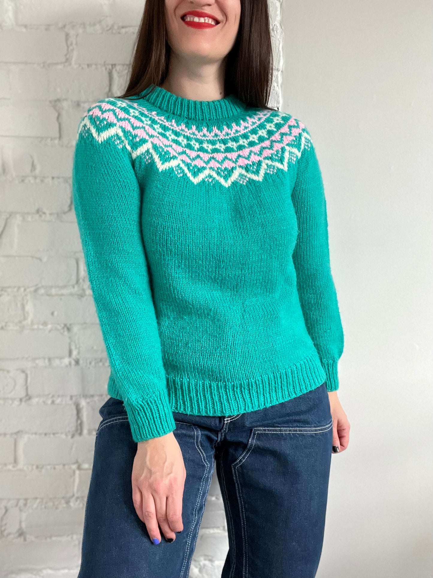 Turquoise Emerald Holiday Knit - S/M