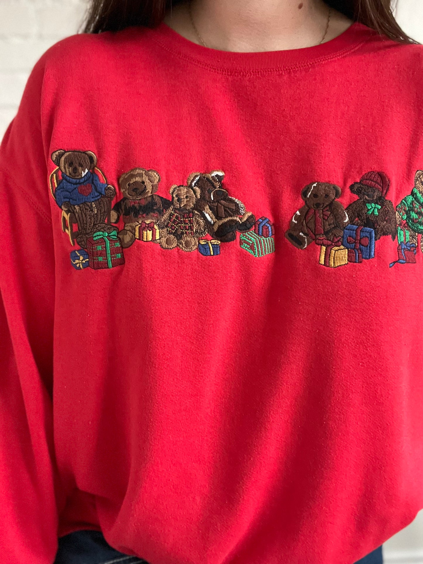 Vintage Teddy Bear Holiday Sweater - L