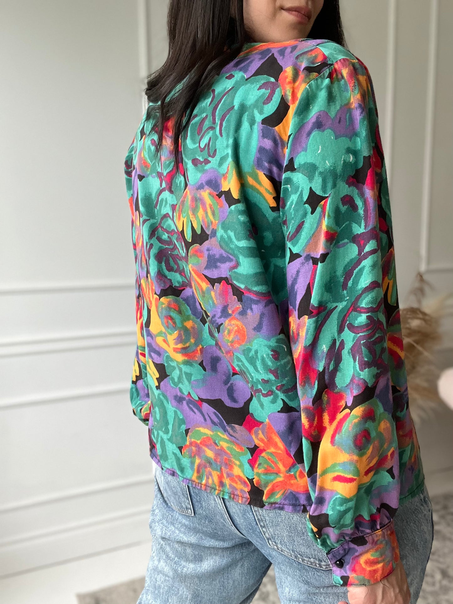 Watermark Floral Bold Blouse - Size XL