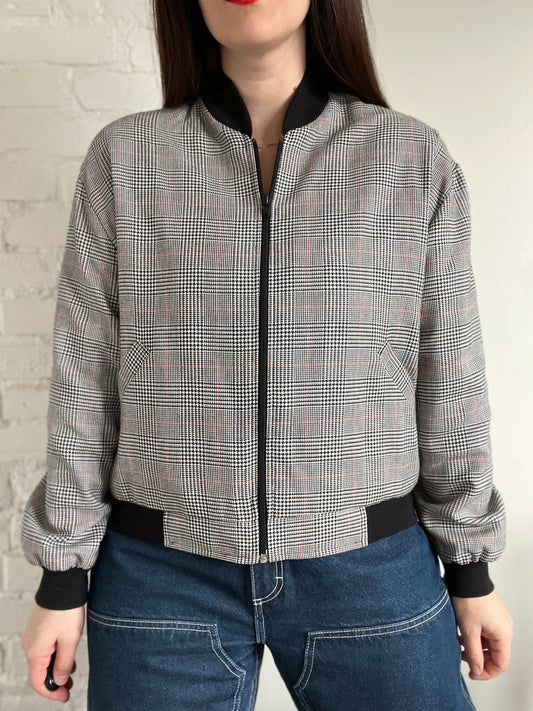 Houndstooth Bomber Jacket - M