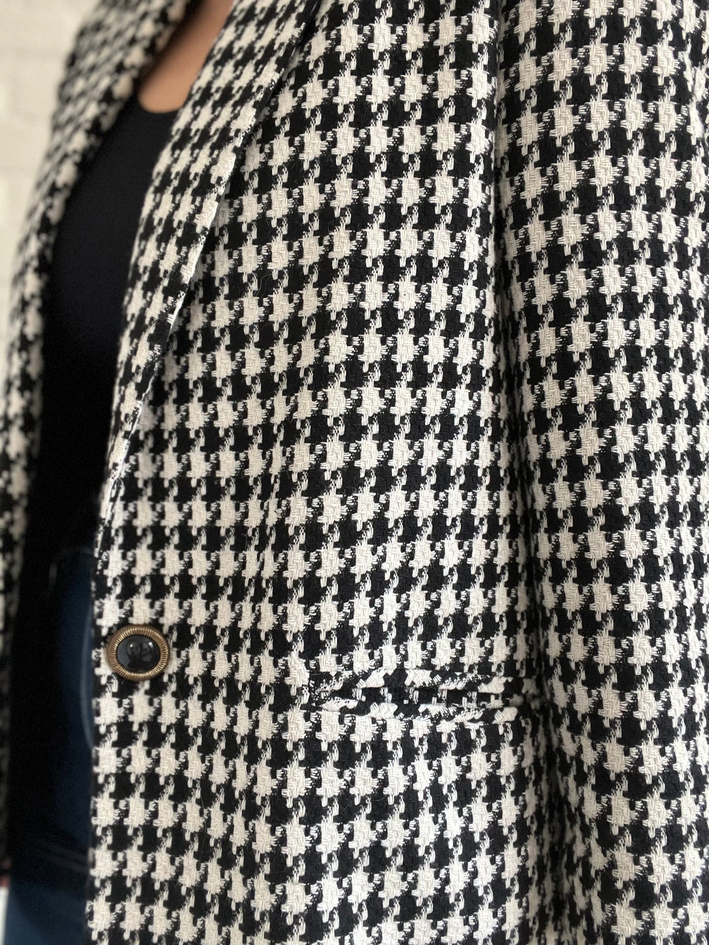 B&W Houndstooth Vintage Blazer  - Size L