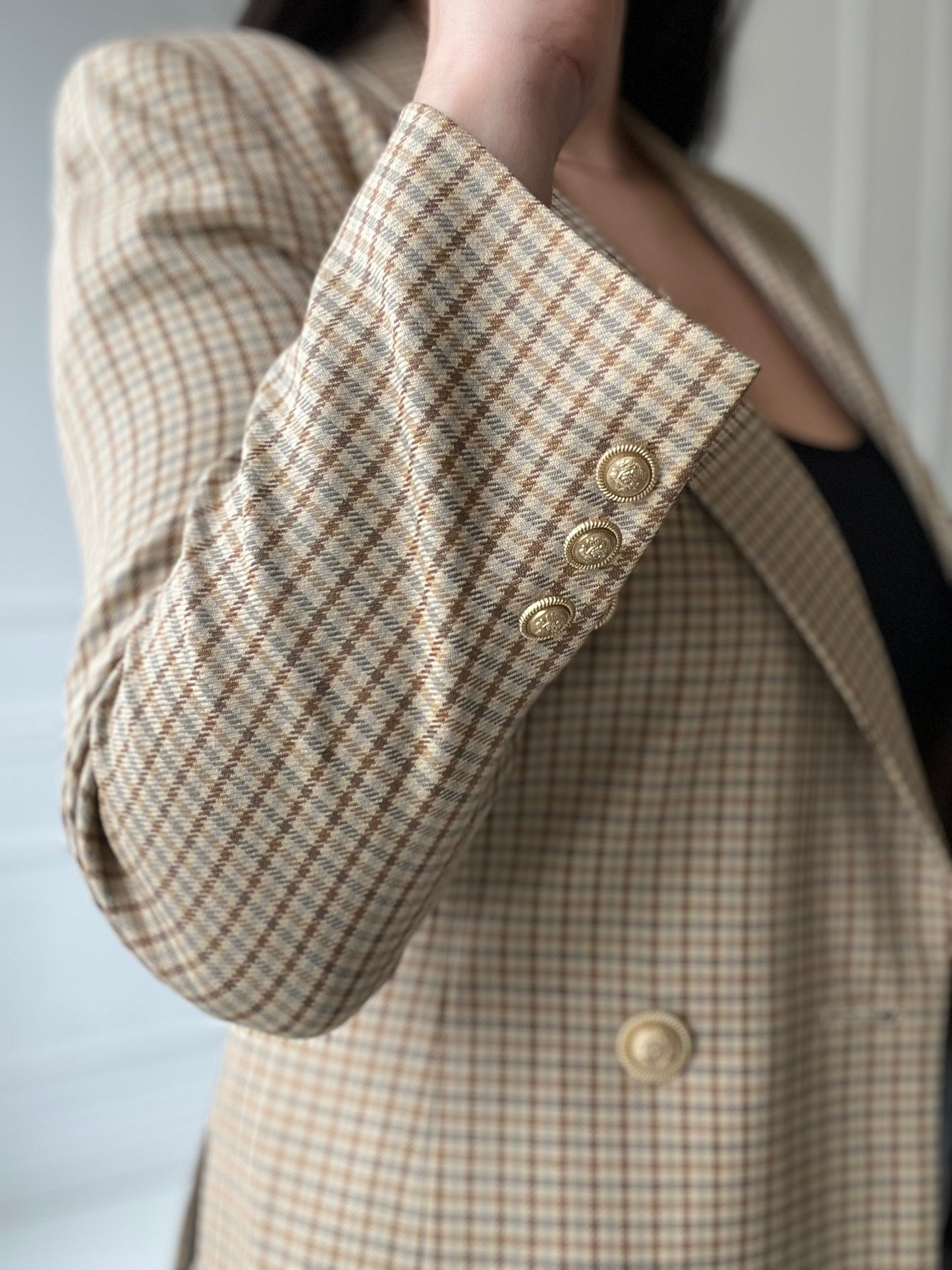 Golden Check Blazer - M