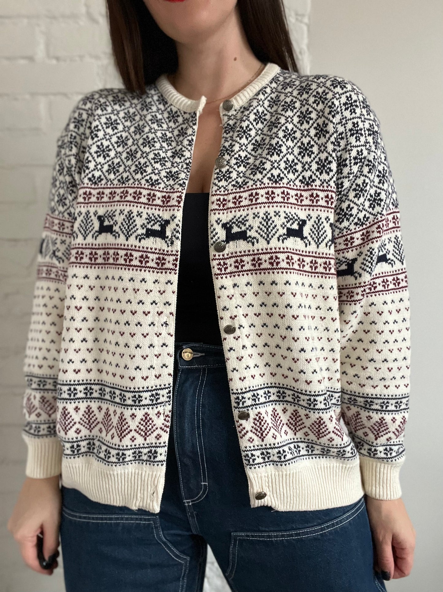 Vintage Christmas Classic Cardigan - L