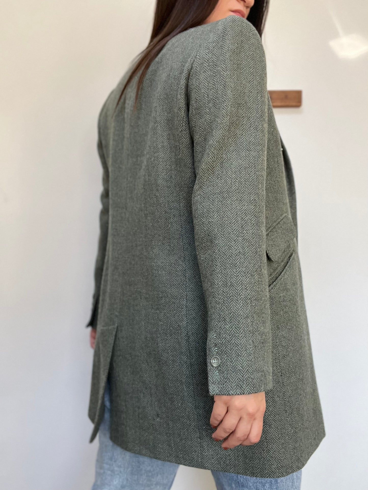 Chevron Sage Long Blazer - Size 8